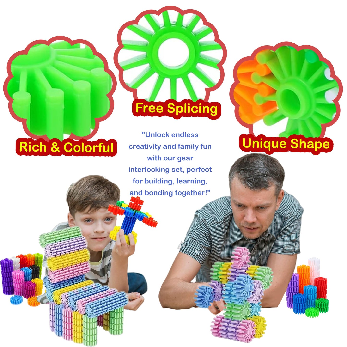 KAKATIMES STEM Gear Building Blocks – Educational Interlocking Construction Playset for Kids to Boost Creativity & Problem-Solving