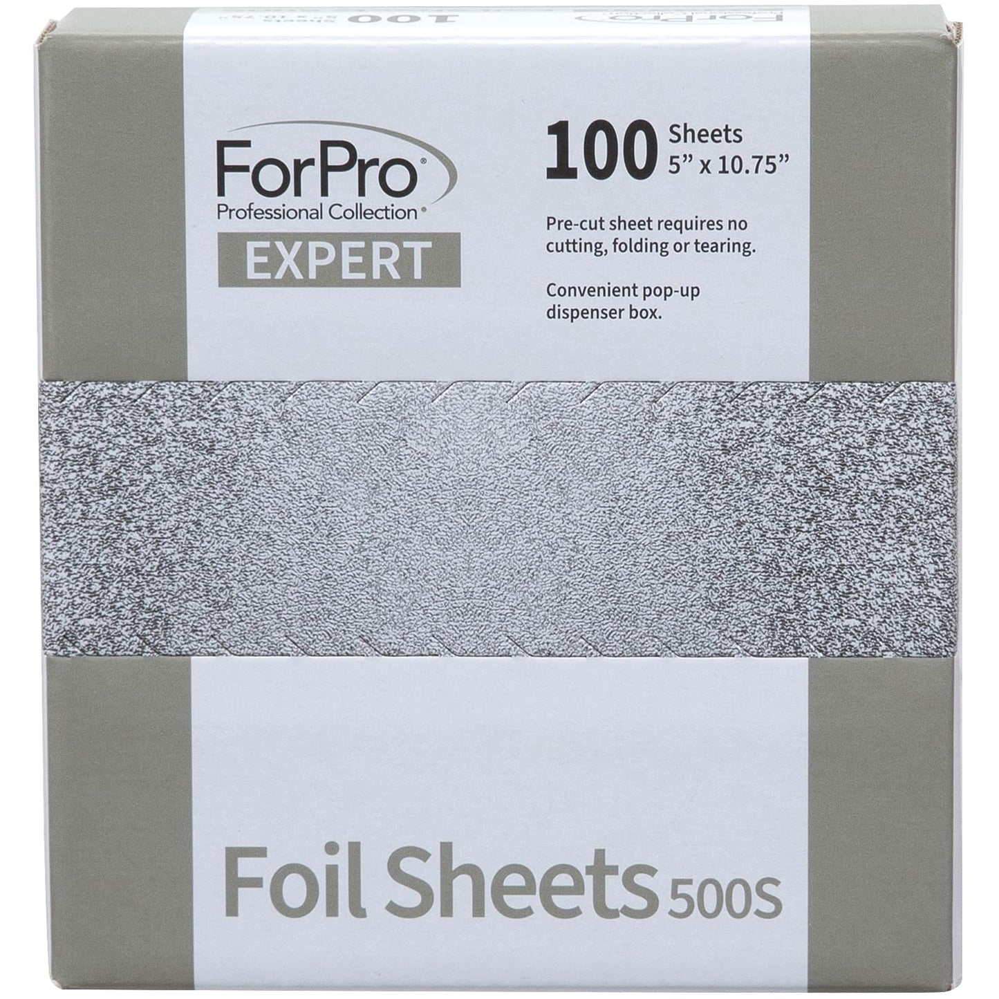 ForPro Expert Embossed Foil Sheets 500S, Aluminum Hair Foils for Color Application and Highlighting Services, Food Safe, Pop-Up Dispenser, 5” W x