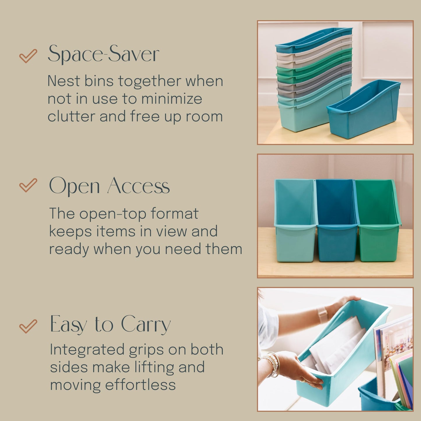 SVYP Linking Storage Bins, Book Bins, Contemporary, 10-Piece
