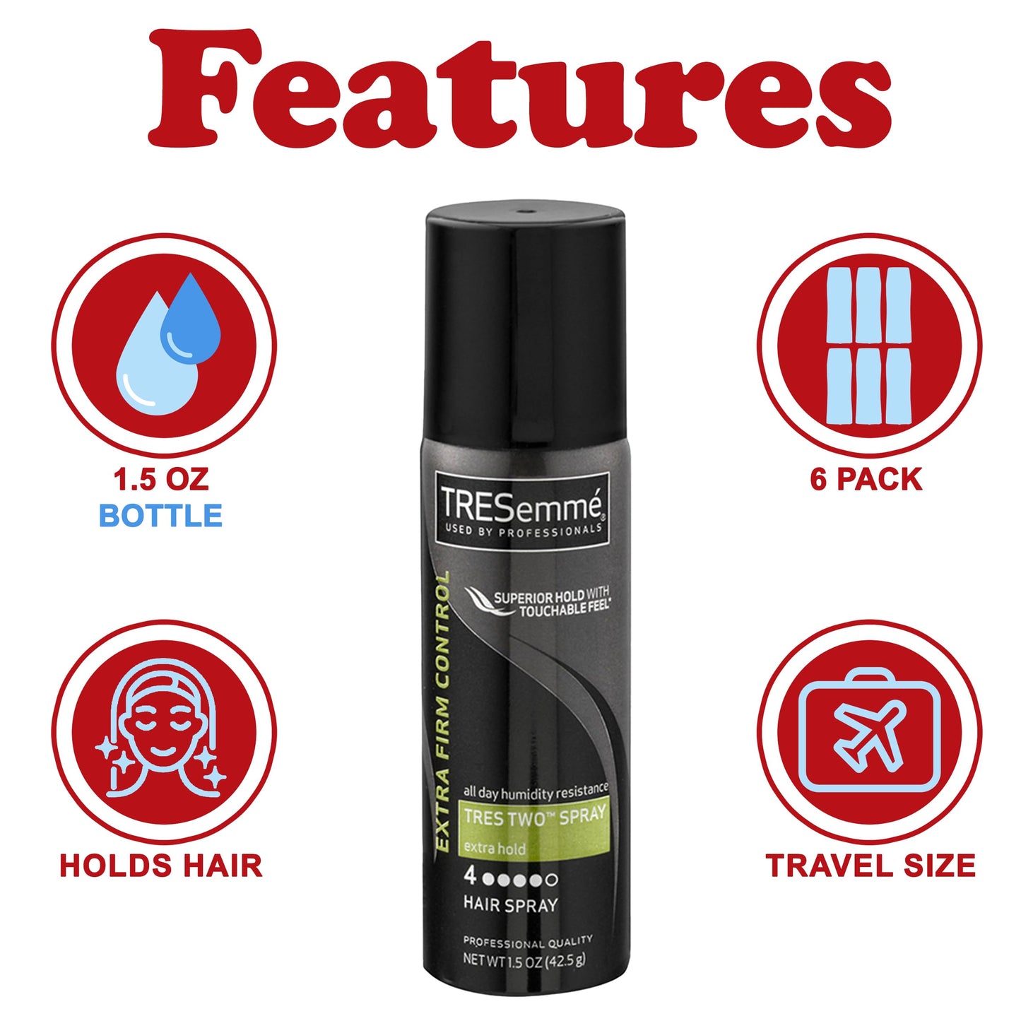 Tresemme Tres Two Extra Hold Hair Spray, 1.5 Ounce (Pack of 6) by TRESemme