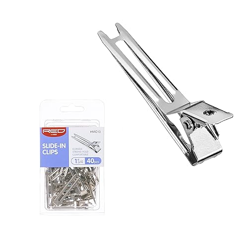 RED by Kiss 40pcs 1.75 Slide-In Hair Clips, 1 3/4" Durable Metal Curl Setting Clips for Hairdressing, Sectioning & Retwisting, Rust-Free Hair Pins