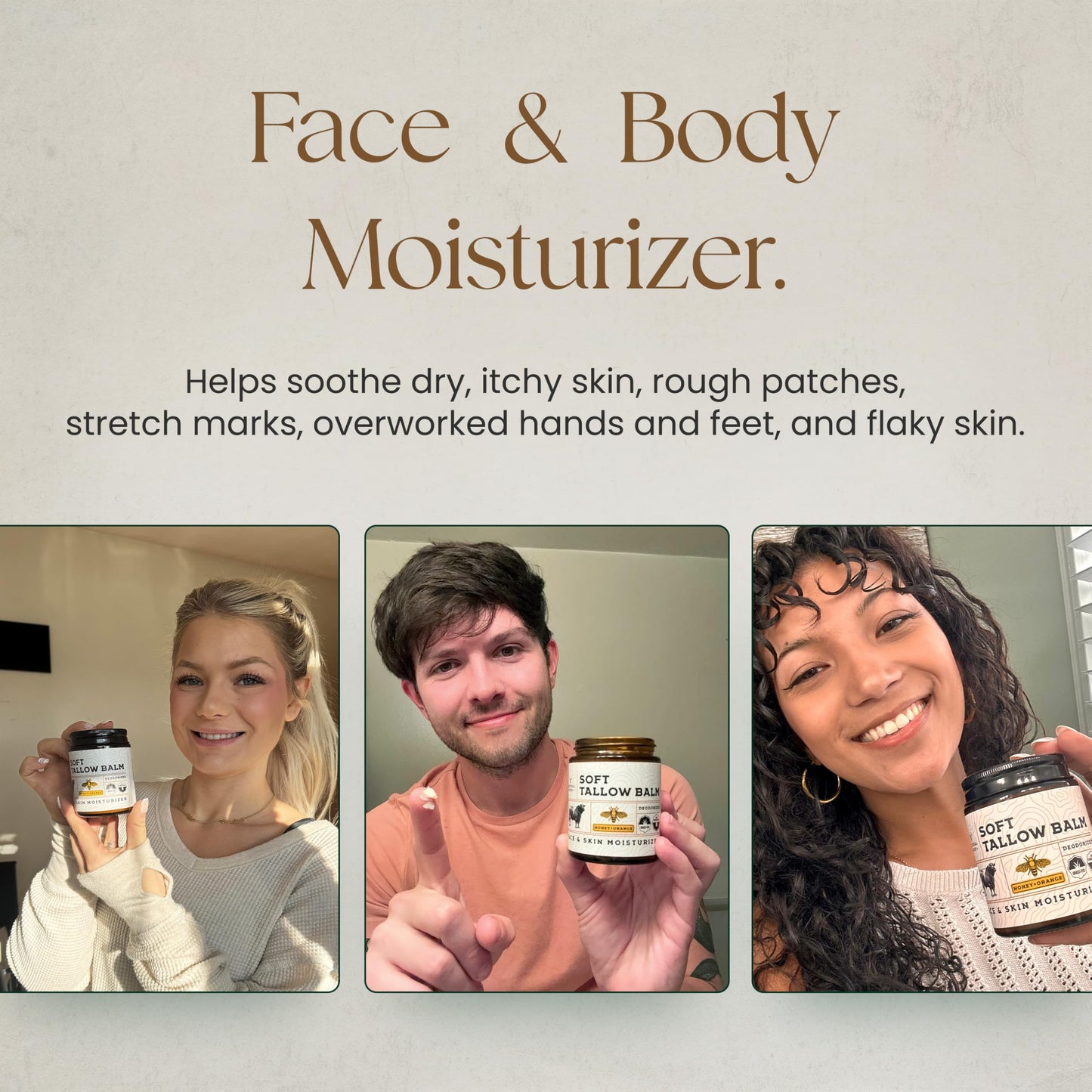 Beef Tallow for Skin - Tallow and Honey Balm For Face - Gift Ready - Tallow Face Moisturizer - Beef Tallow Moisturizer - Tallow Balm - Grass Fed Beef Beauty and Personal Care Ancestral Haven