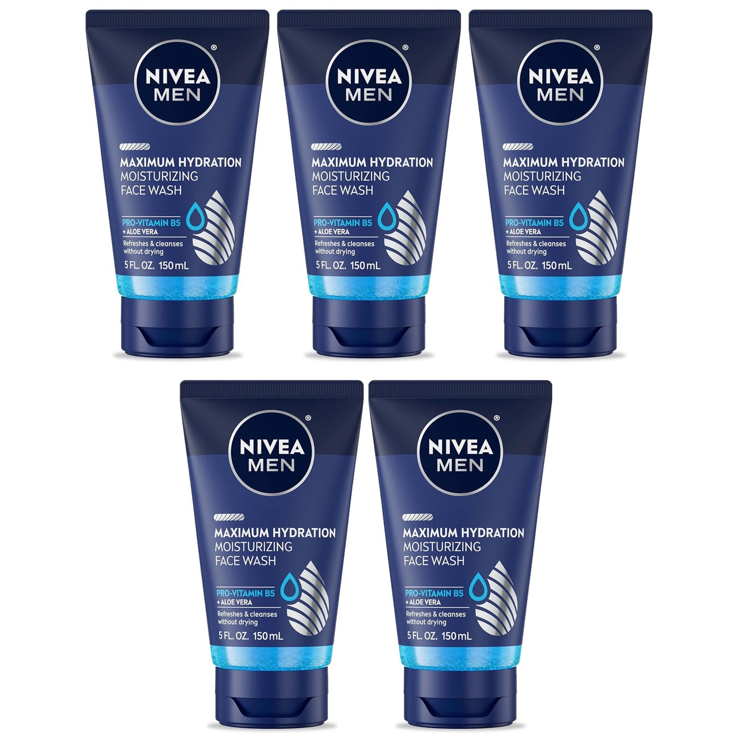Nivea Men Maximum Hydration Moisturizing Face Wash 5 oz - 5 Pack