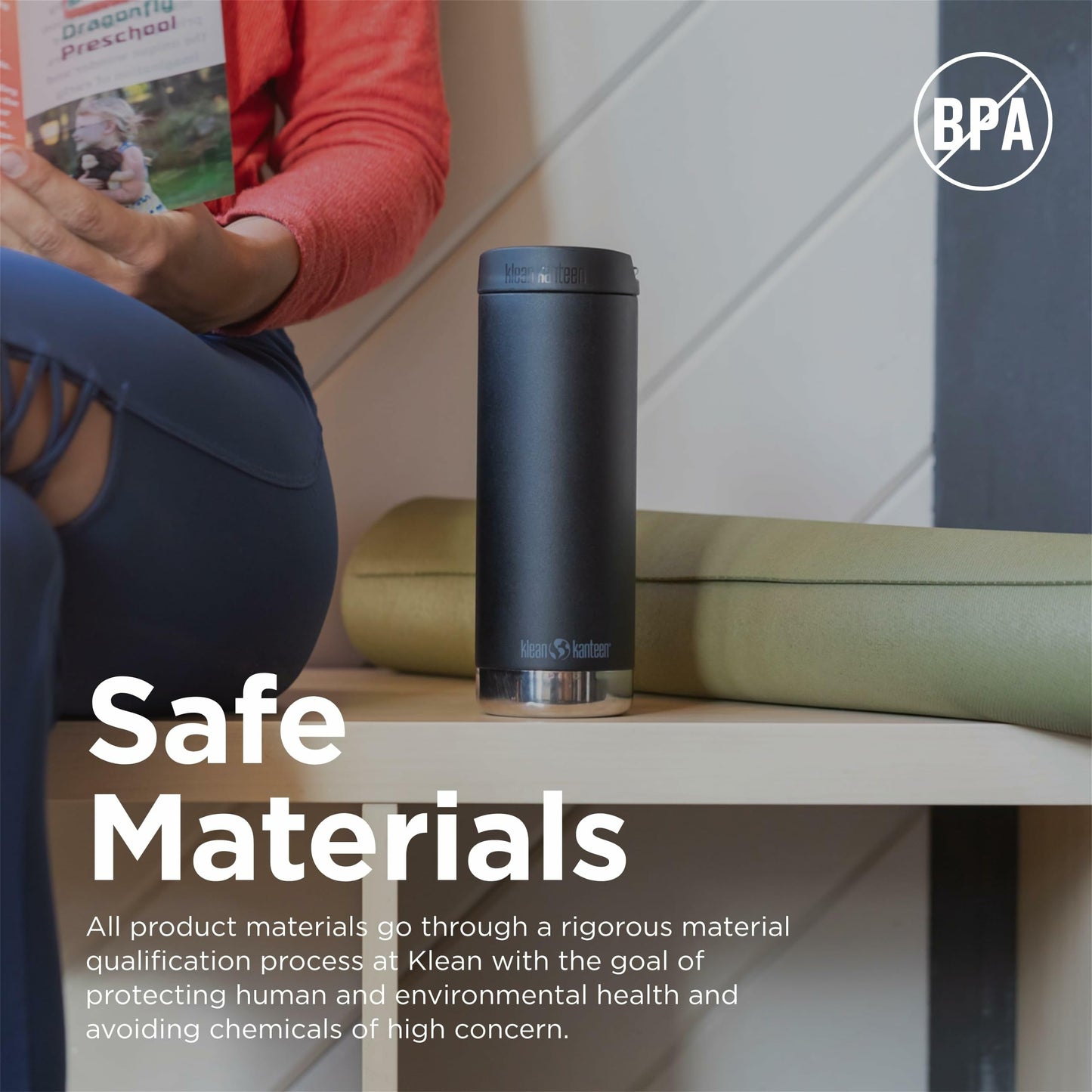 Klean Kanteen TKWide Insulated Coffee Tumbler with Cafe Cap - Stainless Steel Water Bottle & Thermal Tumbler - Black, 16 oz