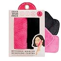 ERASE YOUR FACE Reusable Makeup Remover Cloths - Microfiber Face Towels to Cleanse & Remove Makeup - Water Activated for Sensitive Skin - Pink & Black