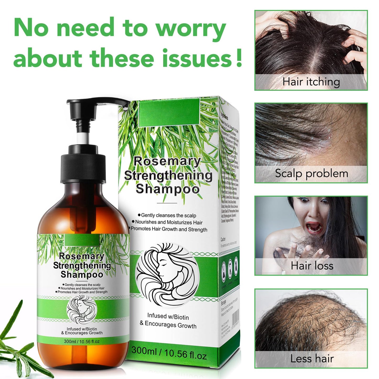 Rosemary Mint Shampoo and Conditioner set Infused with Biotin Promotes Hair Growth & Scalp Health, Strengthen Weak and Brittle Hair for All Hair Types