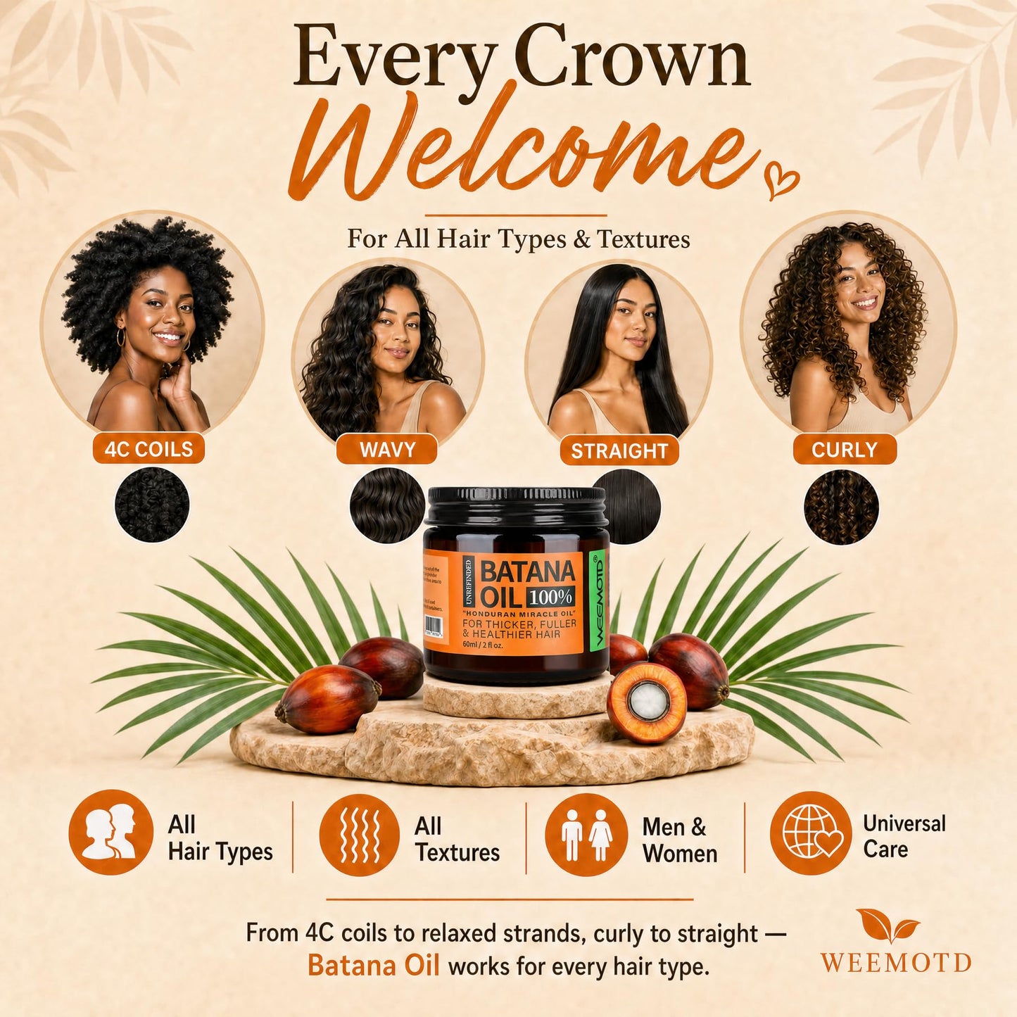 WEEMOTD 100% Raw Batana Oil for Hair, Unrefined Conditioning Scalp Oil from Honduras, Moisturizing Hair Mask, Adds Shine & Softness for Men & Women (2 Beauty and Personal Care WEEMOTD