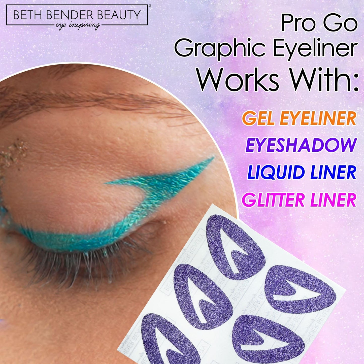Beth Bender Beauty Pro Go Graphic Eyeliner Stencil - Stylish Eyeliner Stencils - Achieve the Perfect Winged Liner
