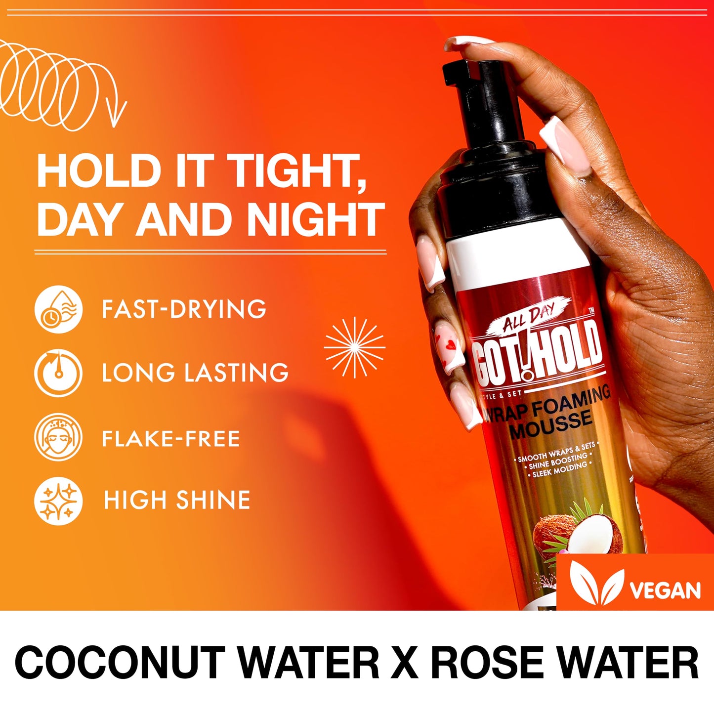 All Day God Hold Wrap Foaming Mousse for Hair Styling 8.5 fl.oz/250ml