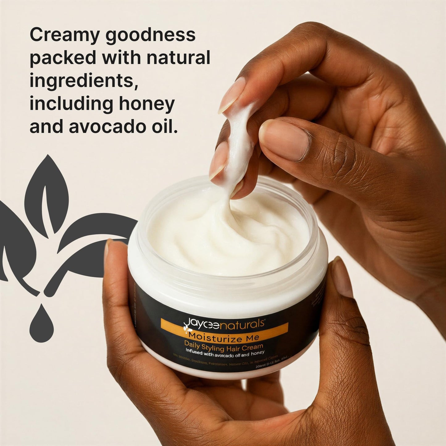 Jaycee Naturals Moisturize Me Daily Styling Hair Cream with Avocado Oil, Honey, and Shea Butter to Tame Frizz, Deep Condition, and Lock in Moisture