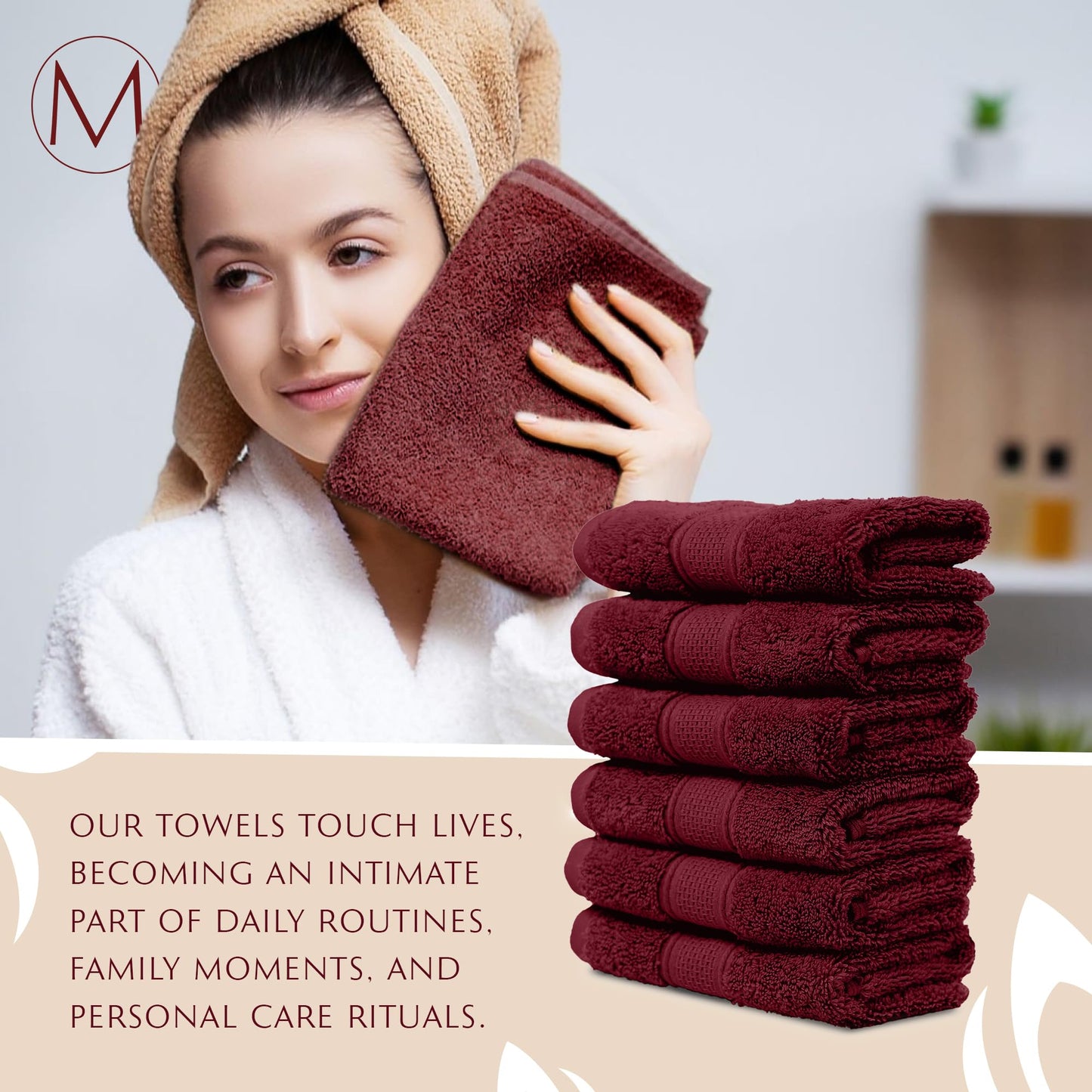 MAURA 6-Pack Premium Turkish Washcloth Set - Ultimate Luxury with Soft, Thick, Super Absorbent, and Oversized Cotton Face Towels - Ideal for a Hotel…