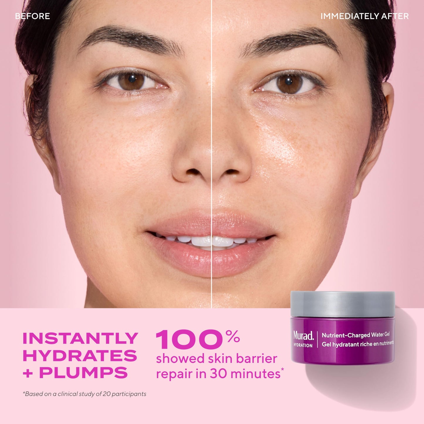 Murad Nutrient-Charged Water Gel - Hydrating Face Moisturizer with Peptides, Vitamins & Minerals for Dry Skin, Long-Lasting Moisture, Plump Skin