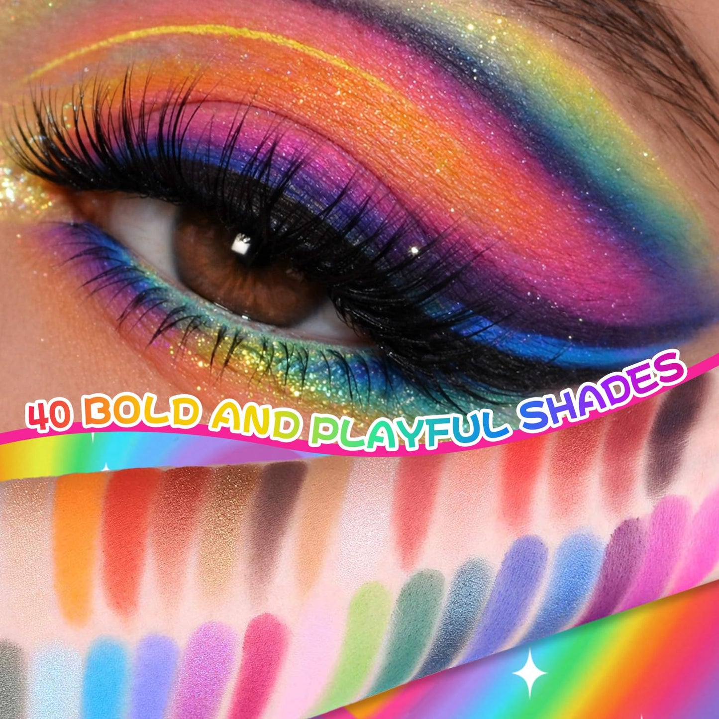 CHARMCODE 40 Colors High Pigmented Shimmer Matte Eyeshadow Makeup Palette Full Spectrum Artist Glitter Metallic Waterproof Creamy Blendable Eye Shadow