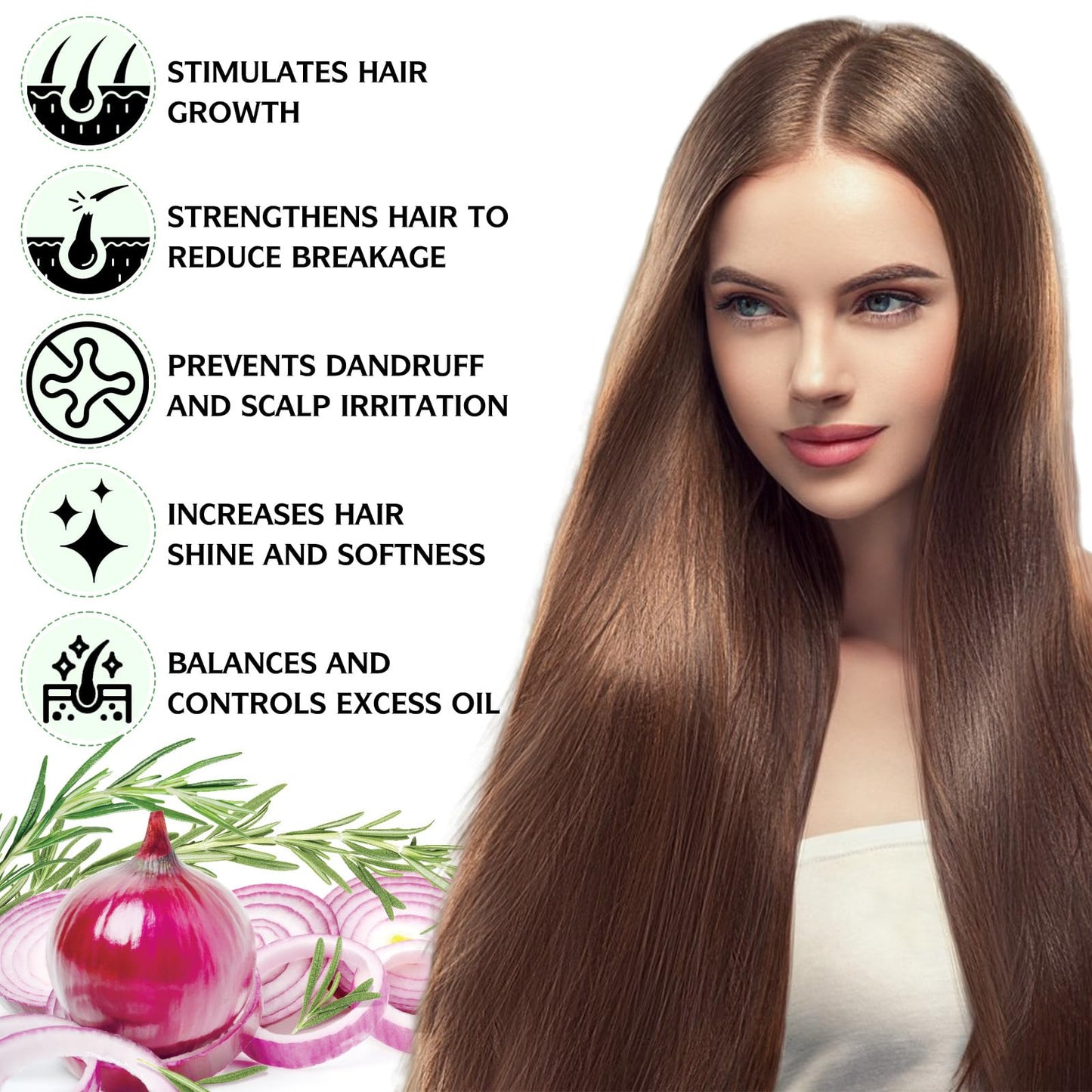 FSLHCY Onion Biotin and Rosemary Shampoo and Treatment Set, All Hair Types Conditioner Hair Care, Thinning Hair, Reduce Hair Loss -Soft and Shine