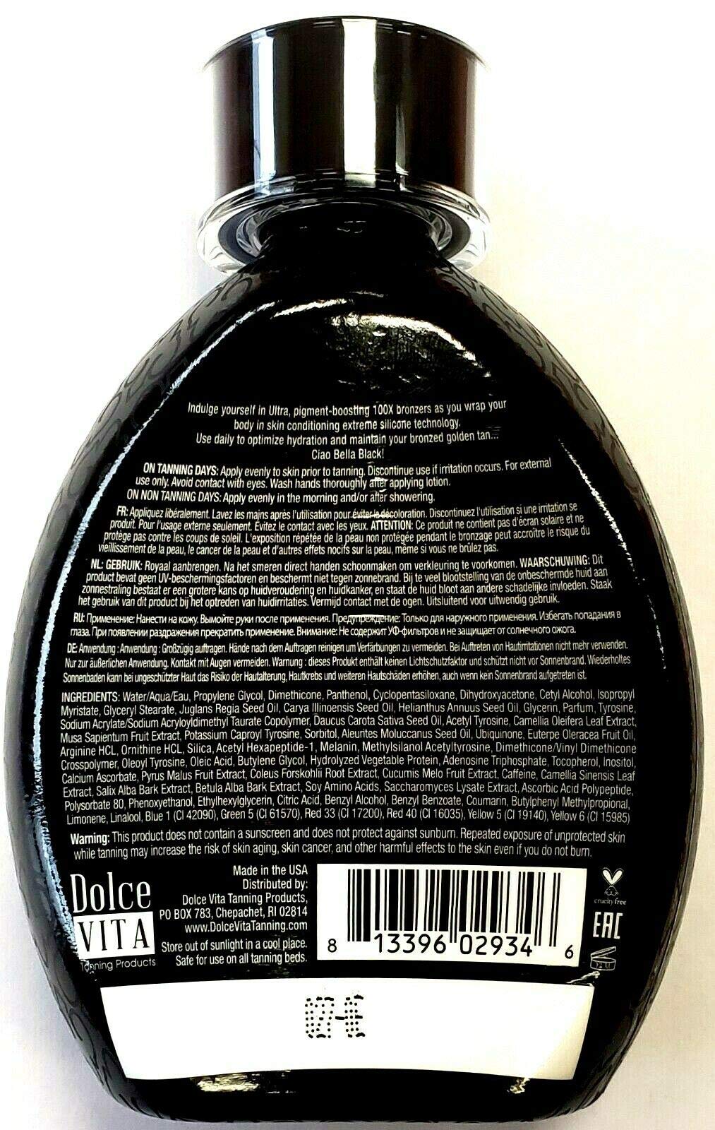 Bella Black 100X Bronzer Tanning Lotion - Premium Tanning Bed Lotion with Extreme Silicone Emulsion and Banana Fruit Extract - Instant Results - Dark