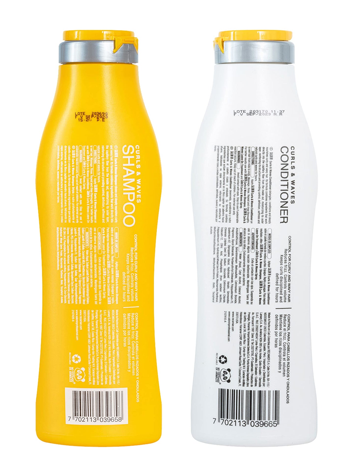 RECAMIER Professional Salon In Hydrating Anti Frizz Curly Hair Shampoo and Conditioner Set with Keratin Damaged Locks Moisturizing Treatment Champu y