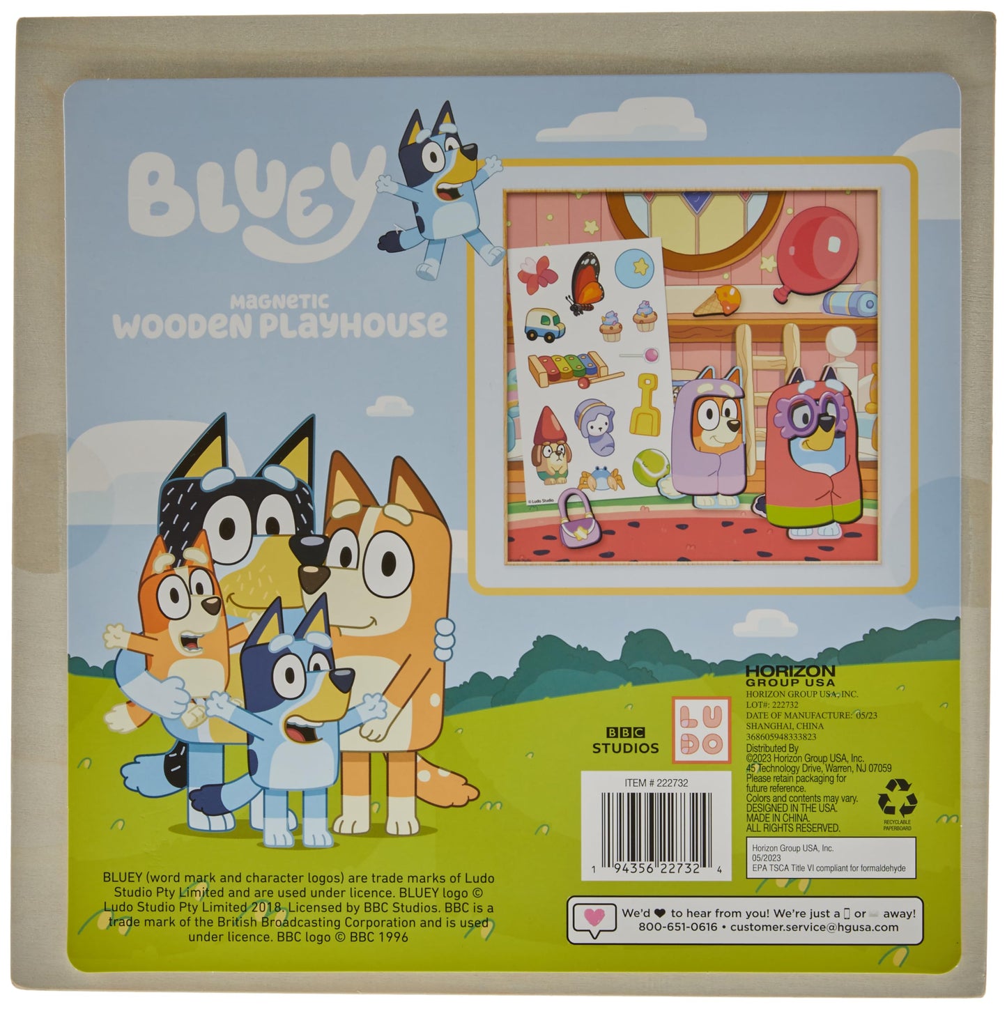 Horizon Group USA Bluey Magnetic Wooden Playhouse, 18 Piece Activity Set, Includes 2 Wooden Dolls House, Great Toys for Kids, Fun Birthday Party…