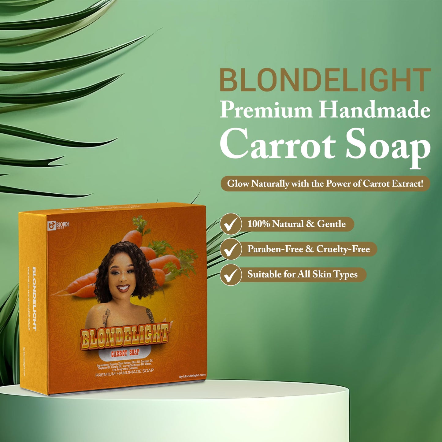 BLONDELIGHT Carrot Soap | Moisturizing & Nourishing Face & Body Bar | Infused with Natural Oils & Carrot Extract | Gentle Cleansing for All Skin Types
