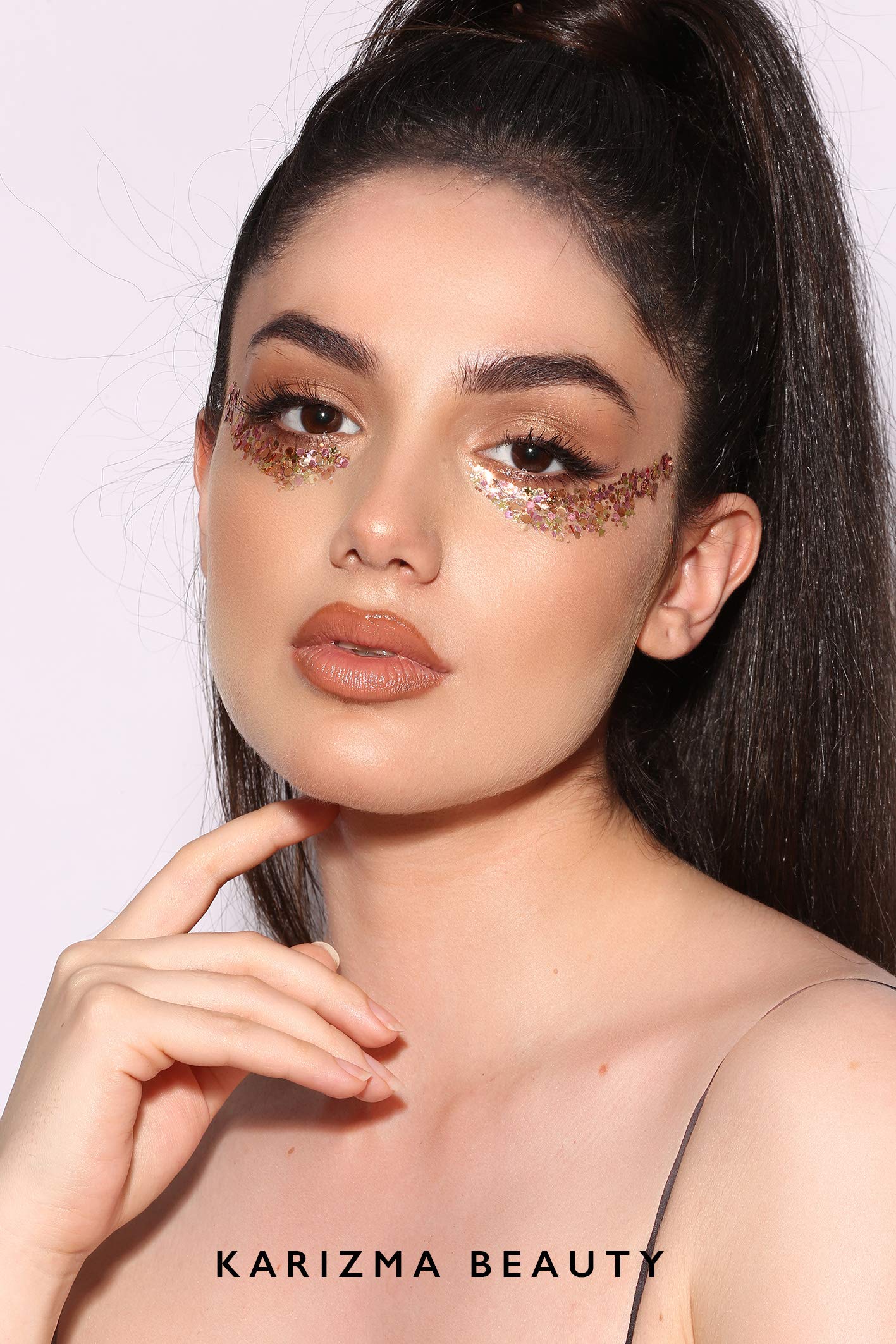 KARIZMA Rose Gold Glitter. 10g Chunky Face Hair Eye and Body Sparkles for Women. Rave Festival Accessories, Cosmetic Makeup. Loose Glitz Set