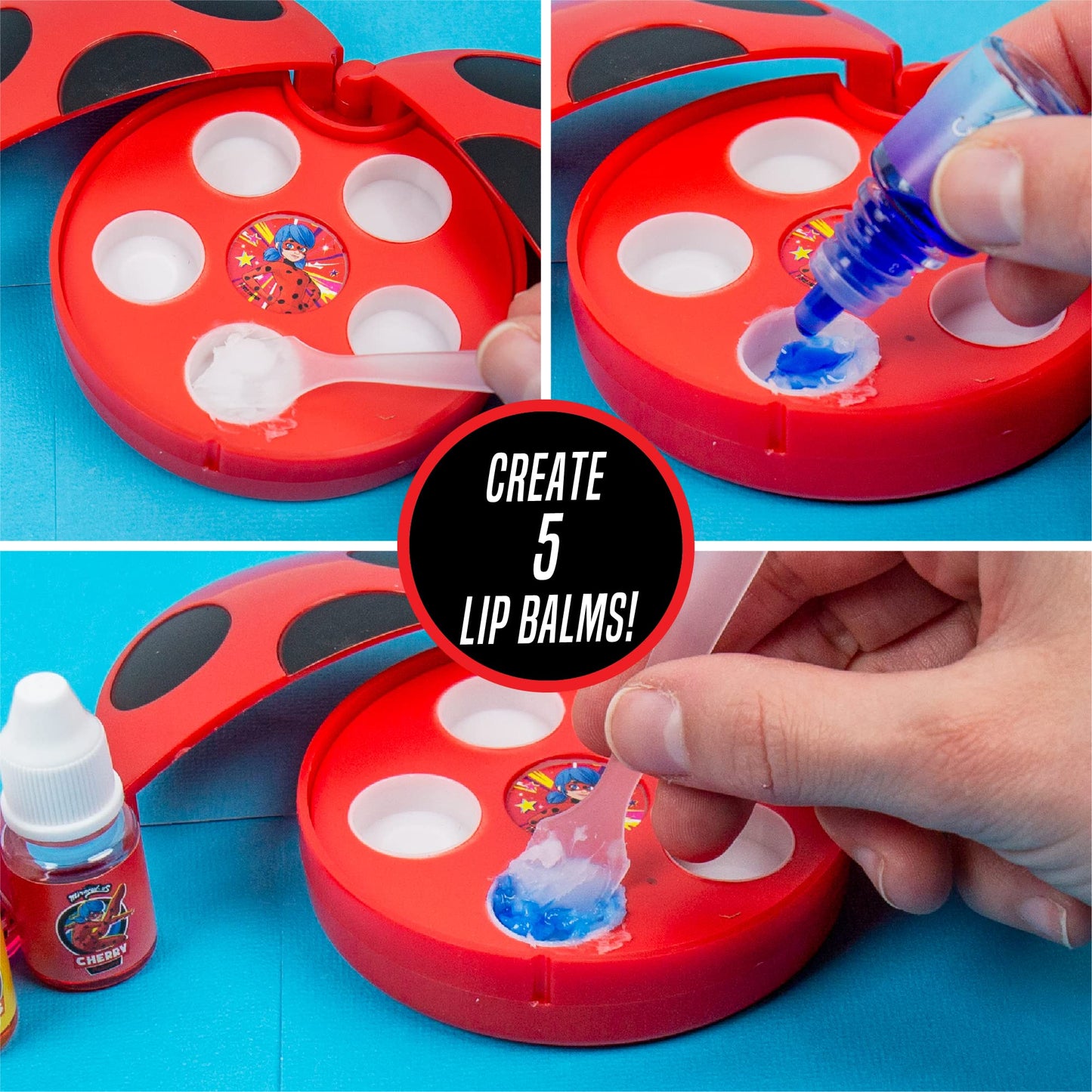 Miraculous Color-Changing Lip Balm Maker, Make Your Own Ladybug Lip Gloss Kit, Travel-Friendly Lip Balm Palette Great for Miraculous Parties