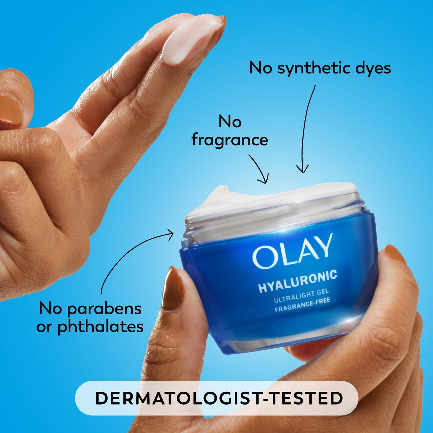 Olay Hyaluronic Acid Face Moisturizer, Instant Hydration for Women, Fragrance-Free - Dry Skin Solution, Glowing, Smoothing, Plumping, Renewing