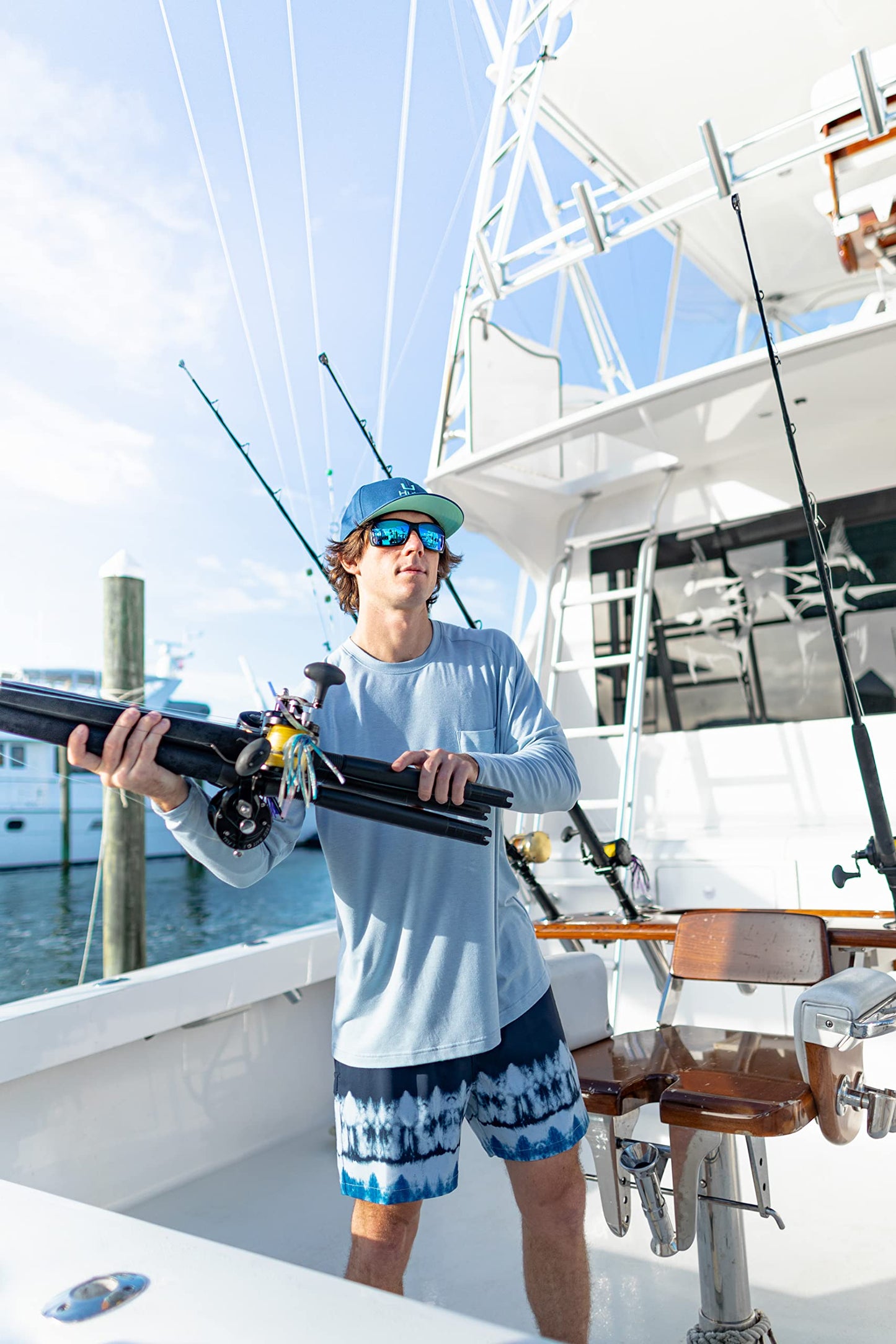 HUK Sunglasses, Polarized Lens Eyewear with Performance Frames, Fishing, Sports & Outdoors Sunglasses, (Spearpoint) Gray / Matte Black, Medium/Large