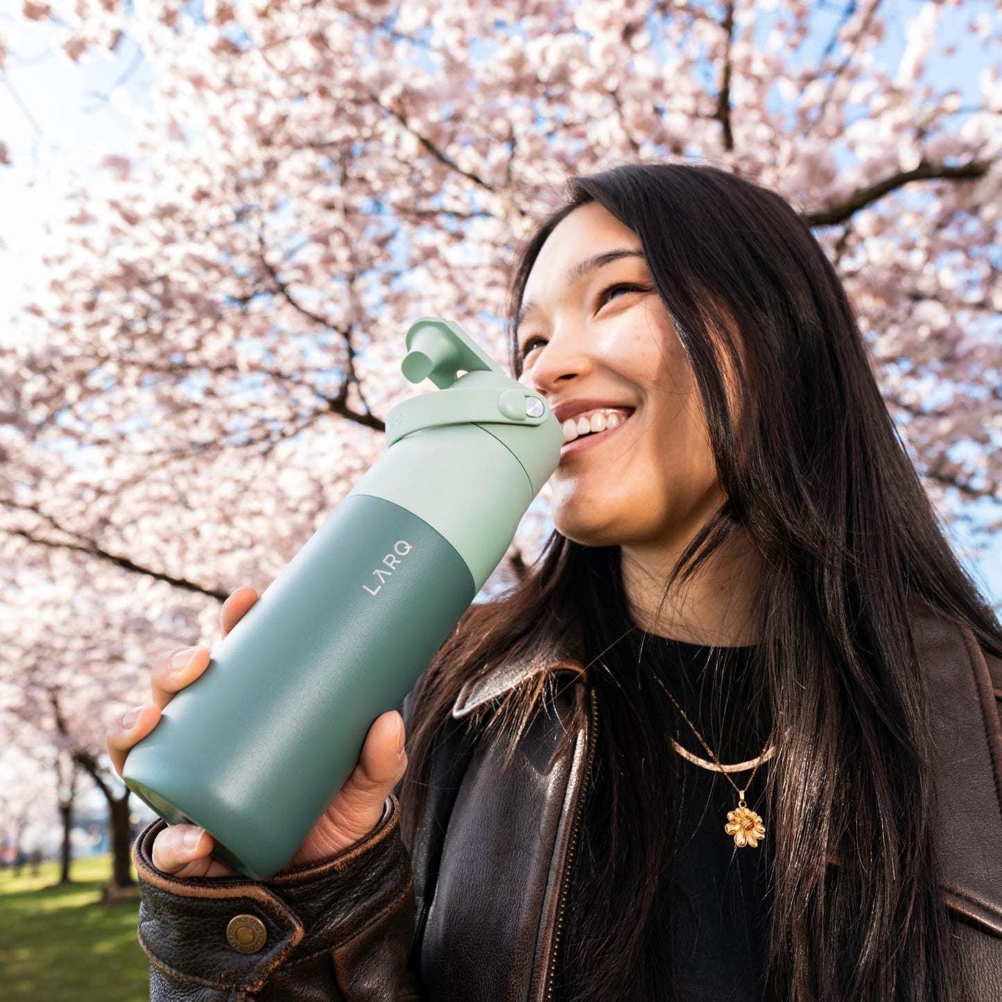 LARQ Bottle Swig Top 23oz - Insulated Stainless Steel Water Bottle With Built-In Silicone Handle | BPA Free | Reusable Water Bottle for Sports, Gym