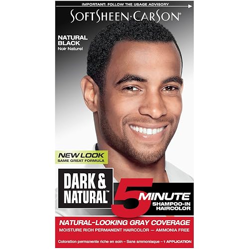 Hair Color for Men by SoftSheen Carson Dark and Natural, 5 Minutes, Natural Looking Gray Coverage for up to 6 weeks, Shampoo-in Permanent Hair Dye