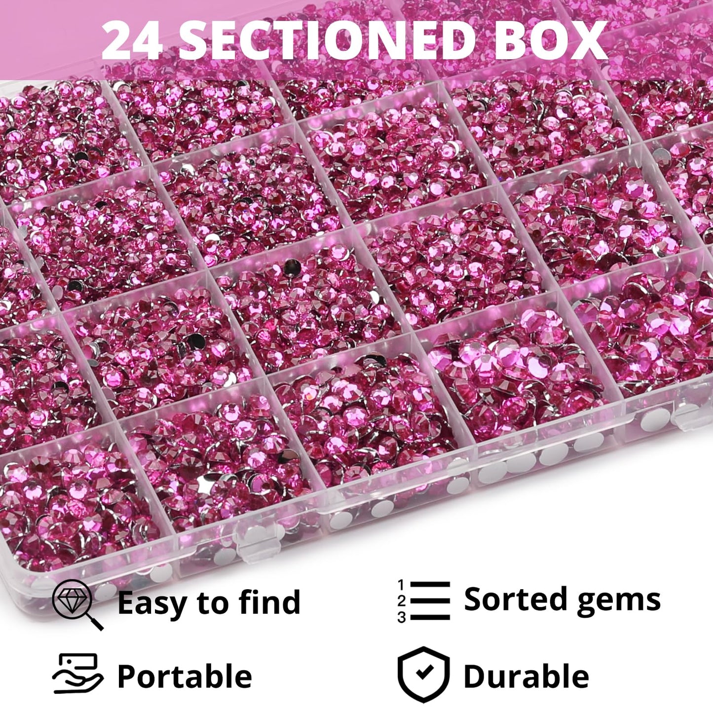 32000Pcs Dark Pink Rhinestones for Bedazzling, Mixed Sizes 2,3,4,5,6mm Flatback Gems Bedazzler Kit with B7000 Glue, Flat Back Resin Diamond Gemstone Beauty and Personal Care Worthofbest