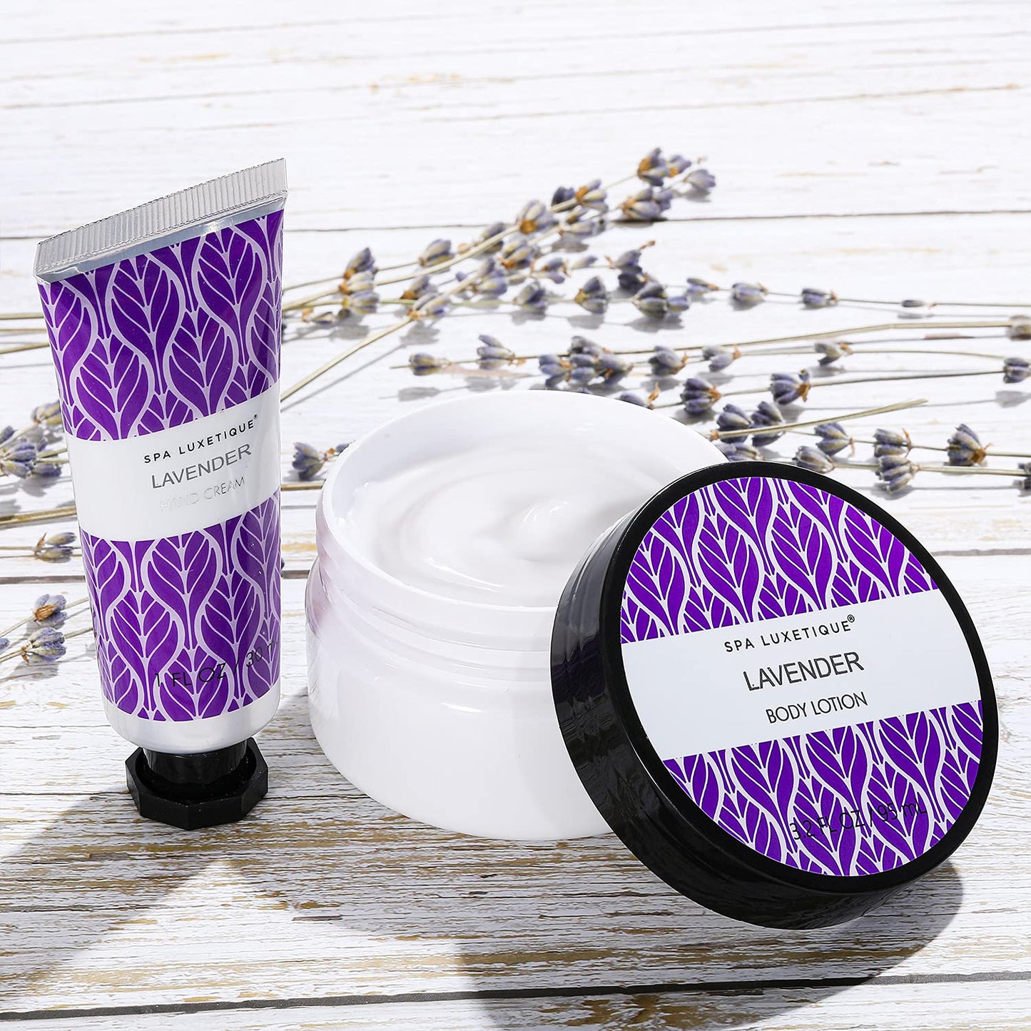 Spa Luxetique Lavender Spa Set, Bath Set for Women Gift, Relaxing Home Spa Kits Includes Body Lotion, Shower Gel, Bubble Bath, Hand Cream, Birthday