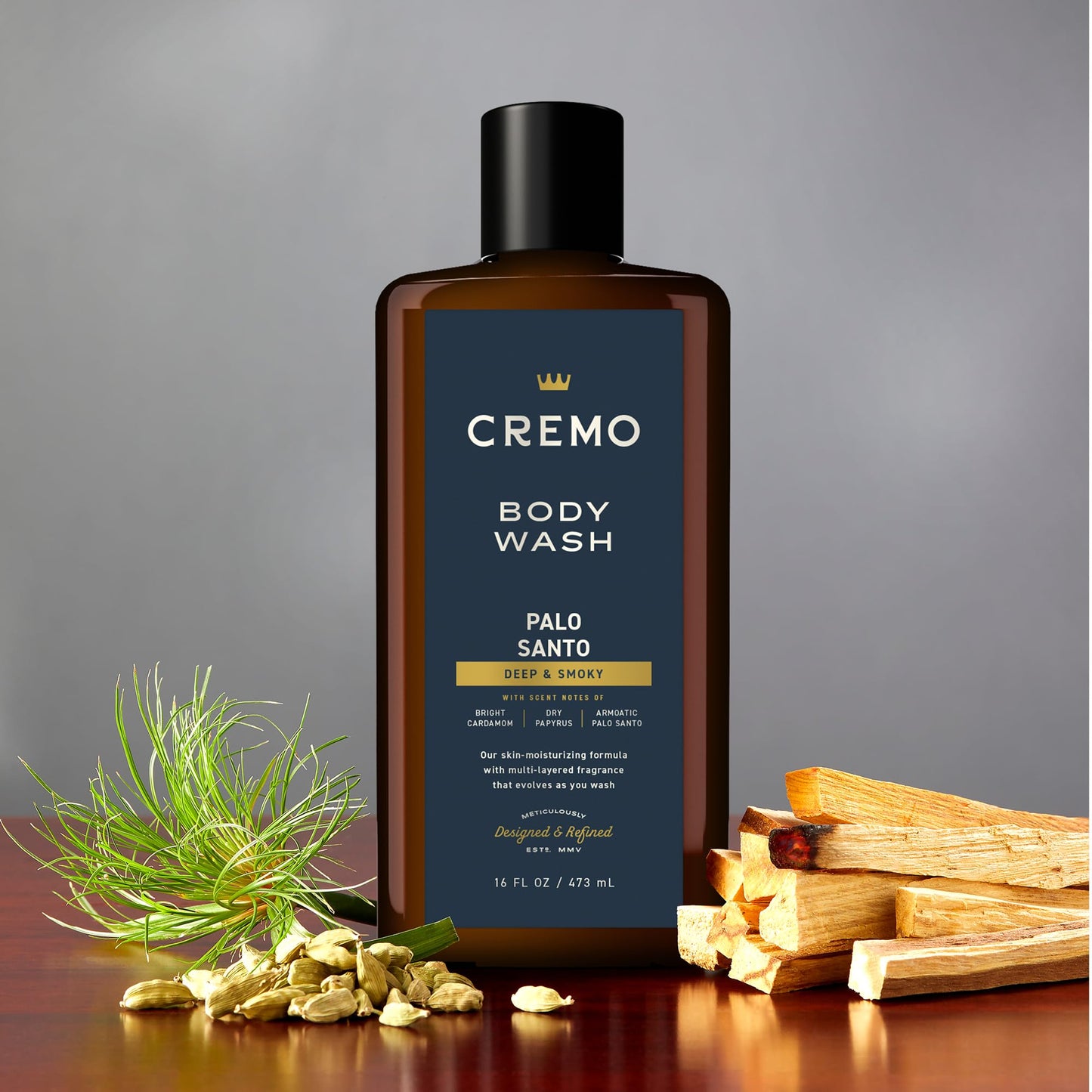 Cremo Rich-Lathering Palo Santo (Reserve Collection) Body Wash, Notes of Bright Cardamom, Dry Papyrus and Aromatic Palo Santo, 16 Fl Oz (2-Pack)