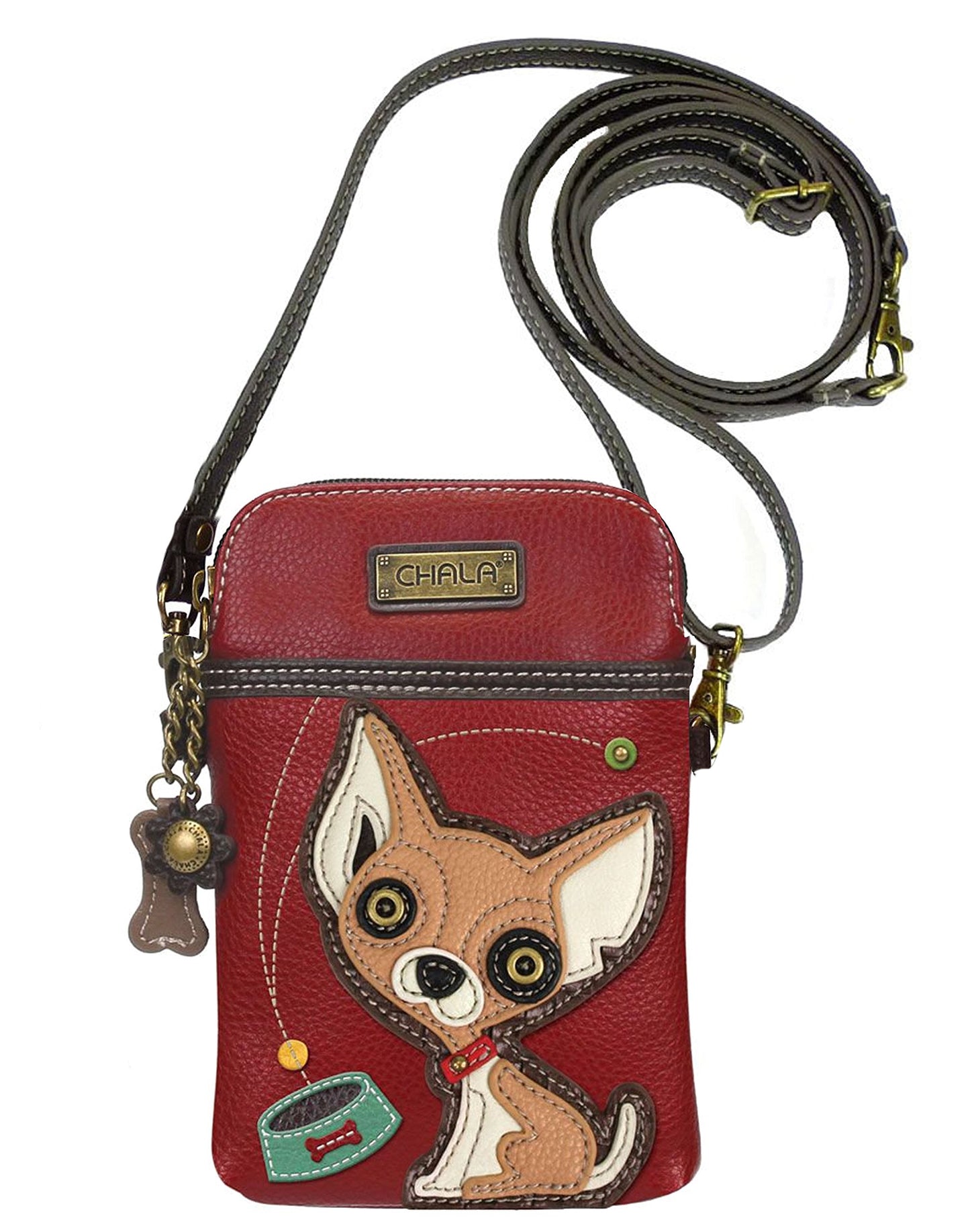 Chala Chihuahua Cellphone Crossbody Handbag - Convertible Strap Chihuahua Mom