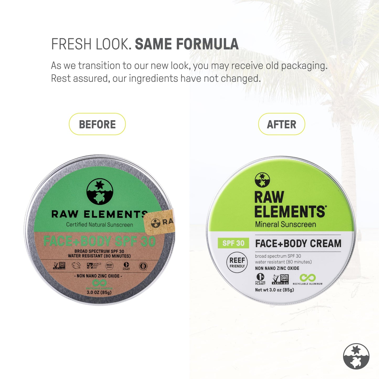 Raw Elements Face and Body Mineral Sunscreen SPF 30 Tin, Organic Sunblock Daily Protection, Non Toxic Reef Safe, Water Resistant, Cruelty Free