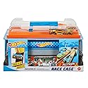 Hot Wheels Toy Cars & Track Set, Race Case Playset with 2 Vehicles in 1:64 Scale, Dual Launcher for Side-By-Side Racing & Portable Storage Container