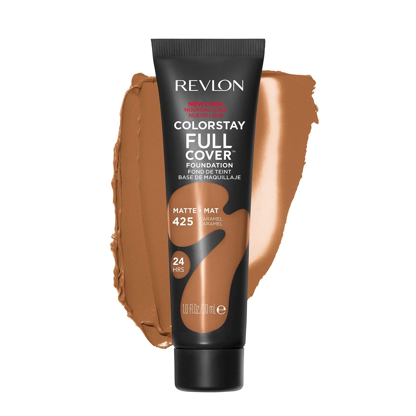 Revlon ColorStay Full Cover Longwear Matte Foundation, Heat & Sweat Resistant Lightweight Face Makeup, Caramel (425), 1.0 oz