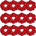 IVARYSS Red Scrunchies, Premium Velvet Soft Hair Scrunchy, Solid Colors Thick Elastic Bands, Hair Accessories for Women and Girls, 12 Pack