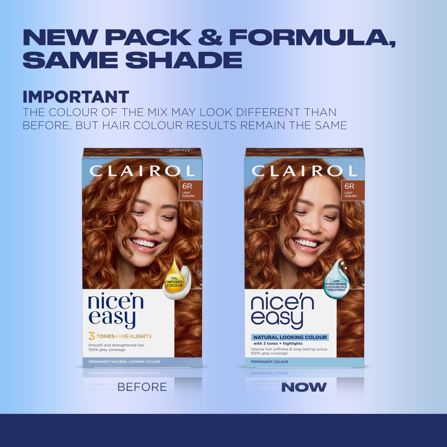 Clairol Nice'n Easy Permanent Hair Dye, 6R Light Auburn | 100% Gray Coverage | Long?Lasting, Natural?Looking Color & Shine | Pack of 1