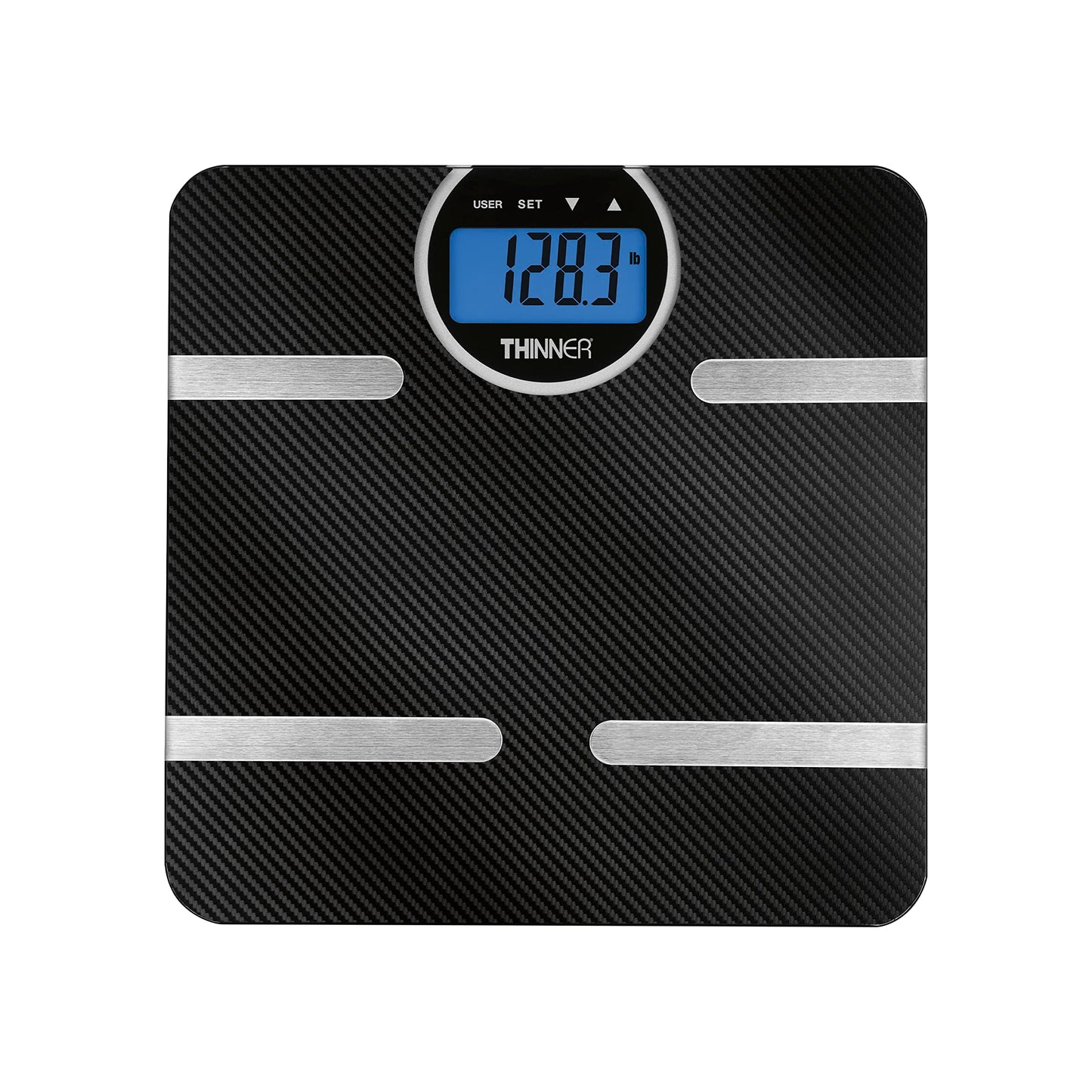 Thinner by Conair Scale for Body Weight, Digital Bathroom Scale with Body Fat, Muscle and BMI in Black