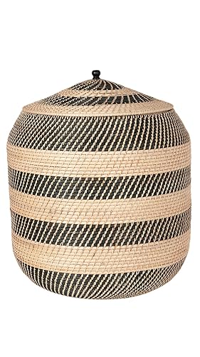 KOUBOO Extra-Large Rattan Belly, Natural-Black Storage Basket