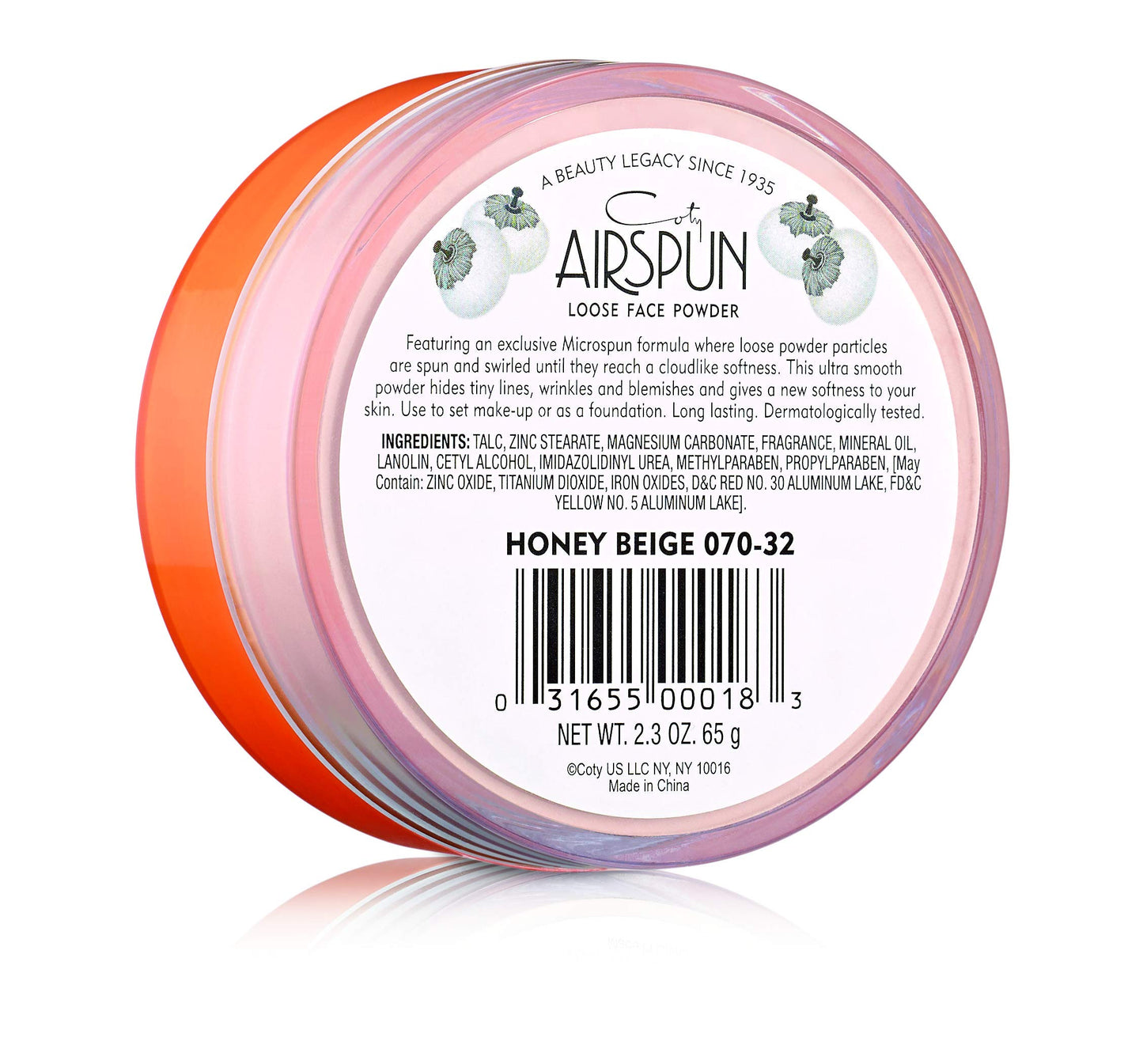 Coty Airspun Loose Face Powder 2.3 Ounce Honey Beige Light Peach Tone Loose Face Powder, for Setting or Foundation, Lightweight, Long Lasting, Pack