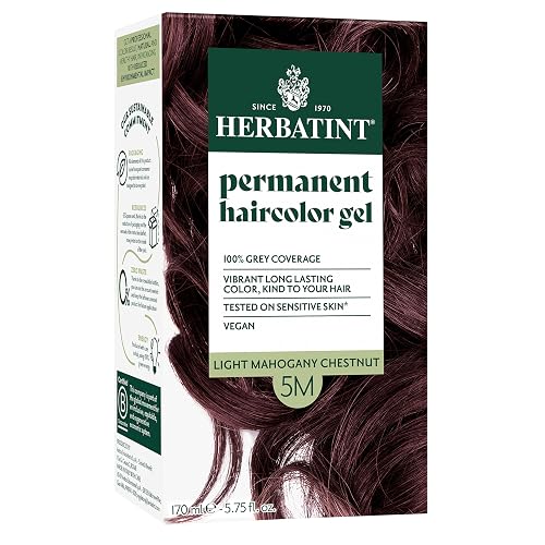 Herbatint Permanent Hair Dye For Women - 5M Light Mahogany Chestnut - For Up To 100% Gray Coverage of Resistant Gray Hair - Ammonia-Free, Alcohol-Free