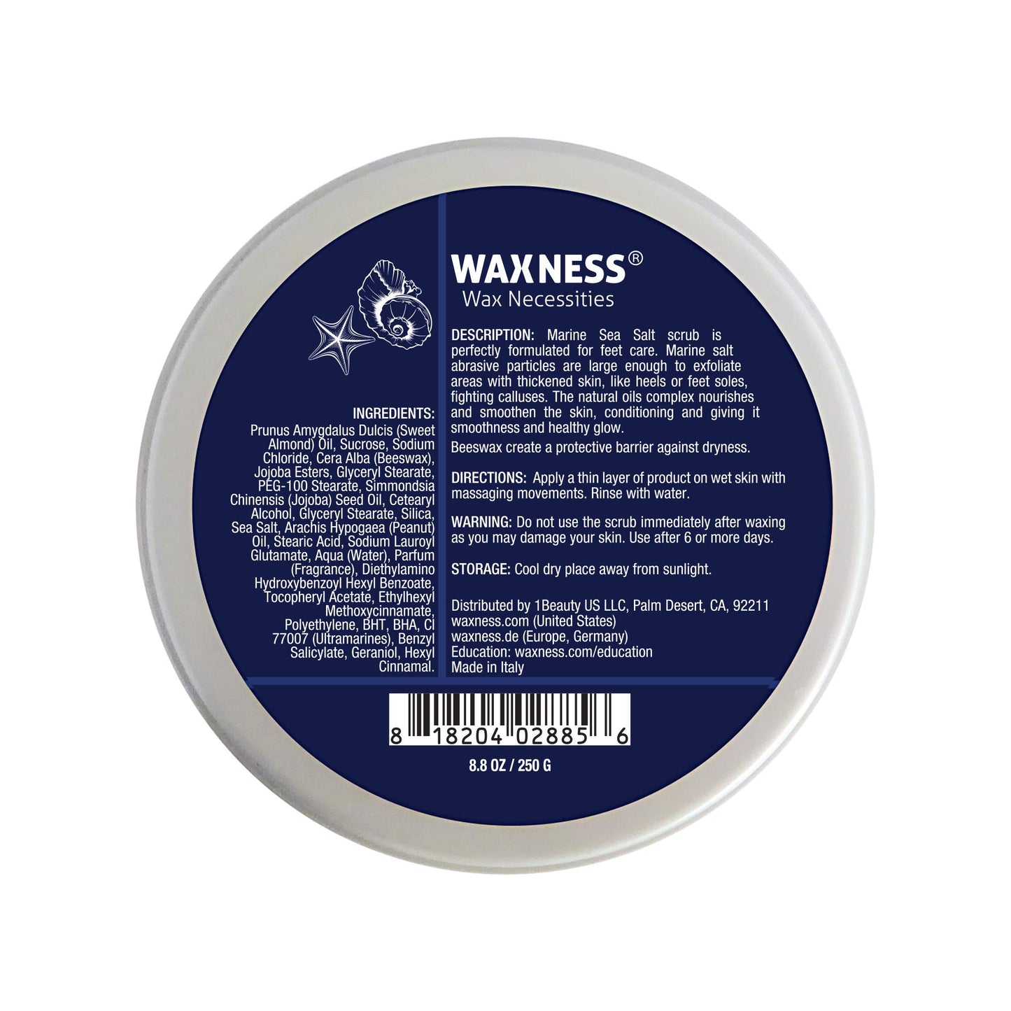 Waxness Dr. Bump Marine Salt Feet Exfoliating Scrub - Professional Foot Care - 8.8 oz (250 g) - Made in Italy Beauty and Personal Care Waxness