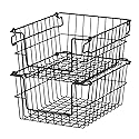 TRINITY 2-Pack Stackable Metal Wire Storage Baskets With Handles, Black, 11 Inches