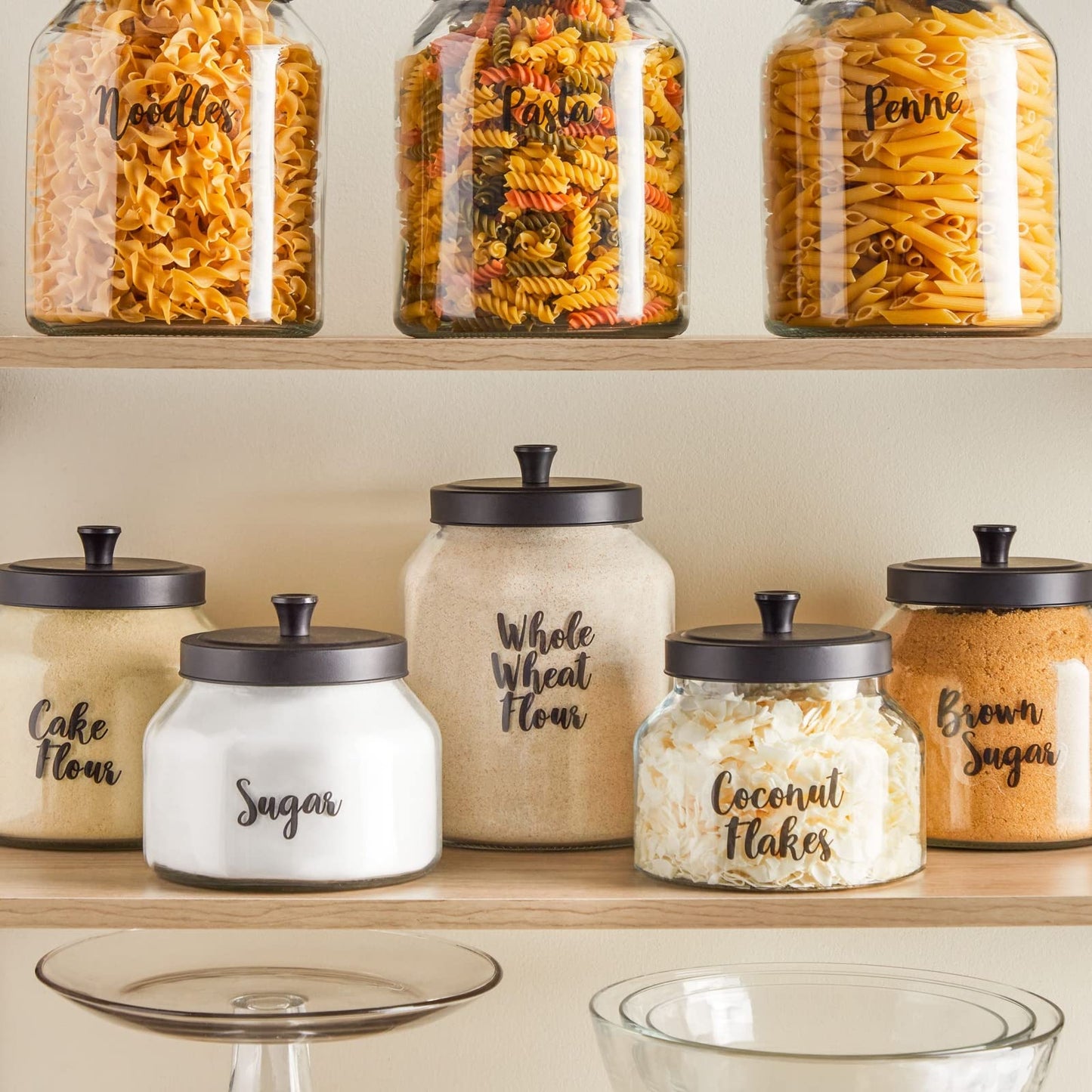 Talented Kitchen Labels for Food Containers - 135 Count, Preprinted Black Cursive on Clear Backing, Water-Resistant - Pantry & Kitchen Storage Labels…