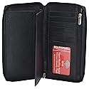 MARSHAL Genuine Leather Checkbook Cover Zippered (RFID Black)
