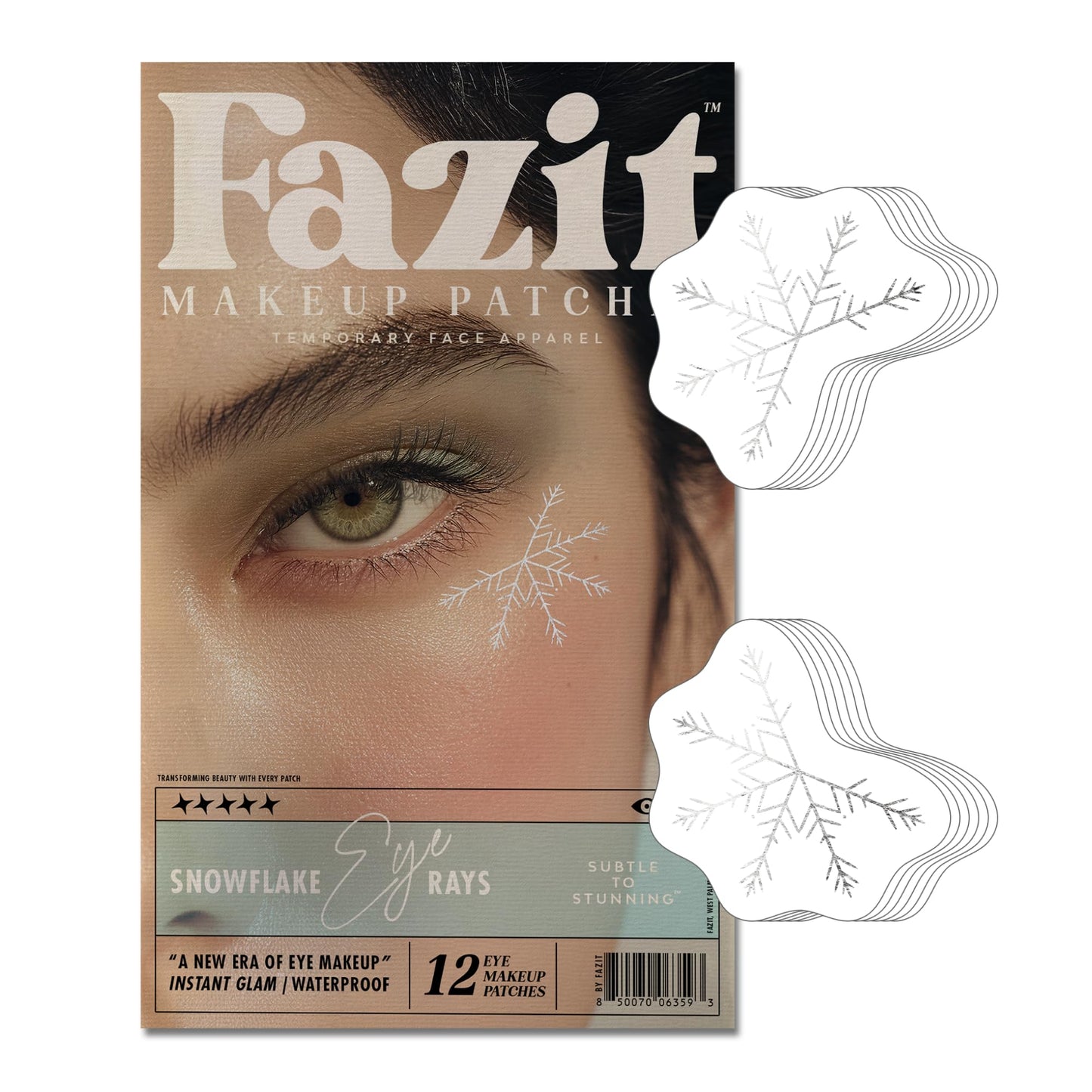 Fazit Makeup Patches - Snowflake Eye Rays - Glow Up Make-Up Patches - Cute Glitter Makeup Accessories for Women - Cosmetic Glitter for Face