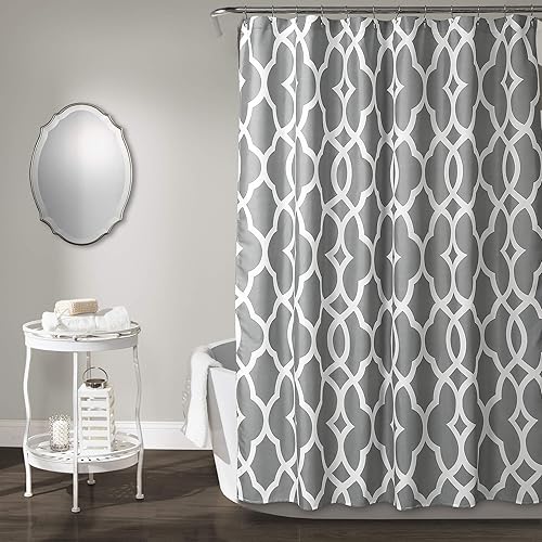 Lush Decor 16T002814 Connor Geo Shower Curtain, 72" x 72", Gray