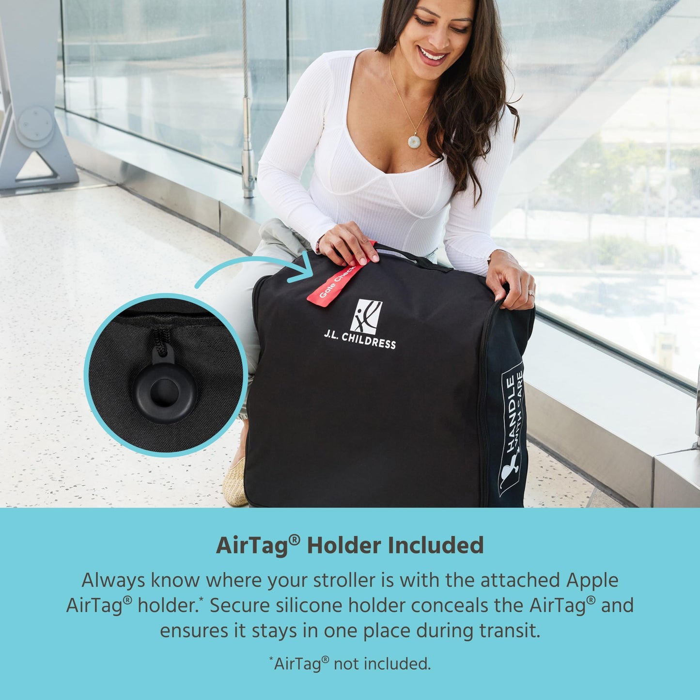 J.L. Childress Compact Travel Stroller Bag for Airplane - Fits Most Compact-Fold Single Baby Strollers, Compatible with UPPAbaby MINU, GB Pockit,…