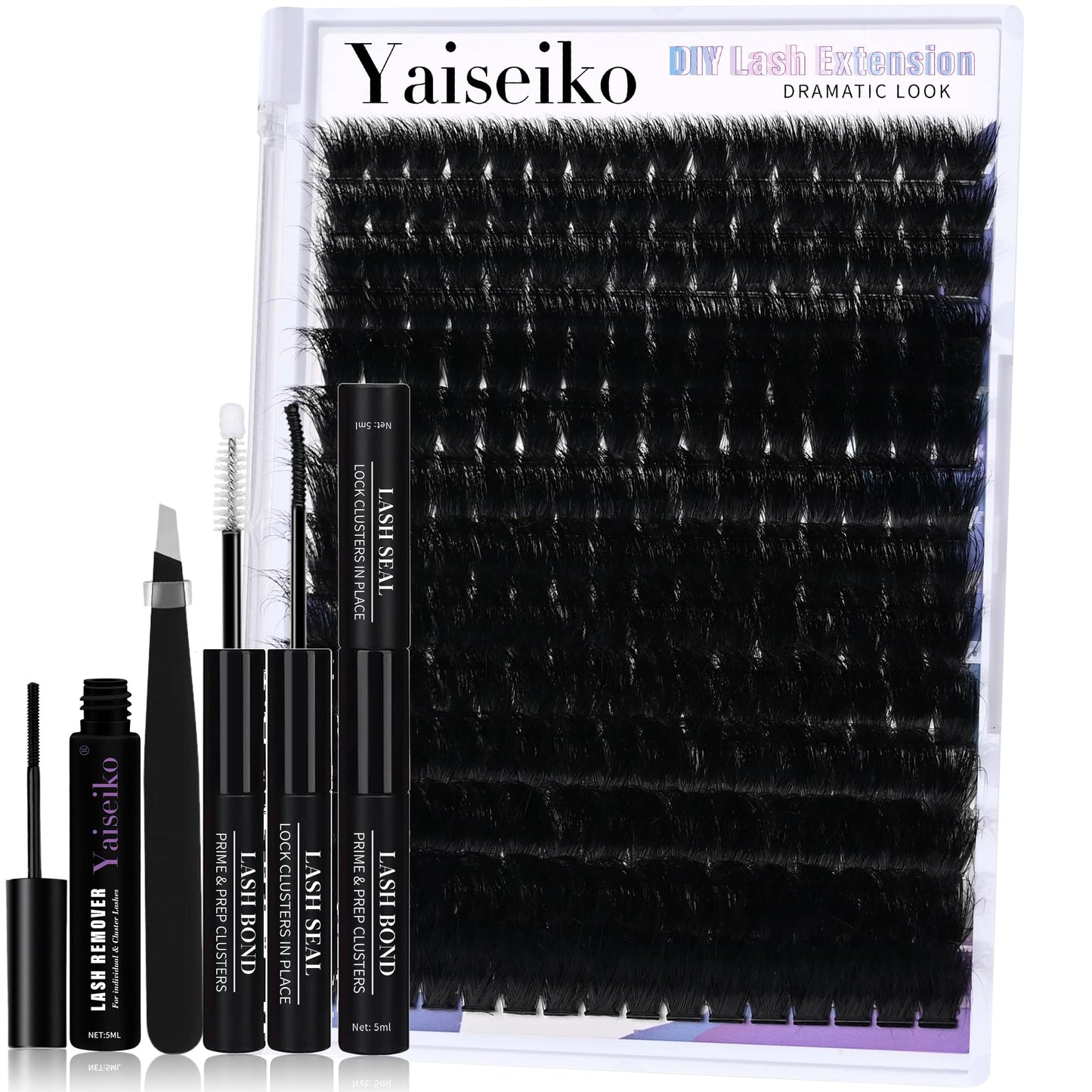 Mega Lash Clusters Kit 300D Thick 12-25mm Volume Cluster Eyelash Extensions Kit 224Pcs Wispy Individual Lashes with Lash Bond and Seal and remover Beauty and Personal Care Yaiseiko Default Title