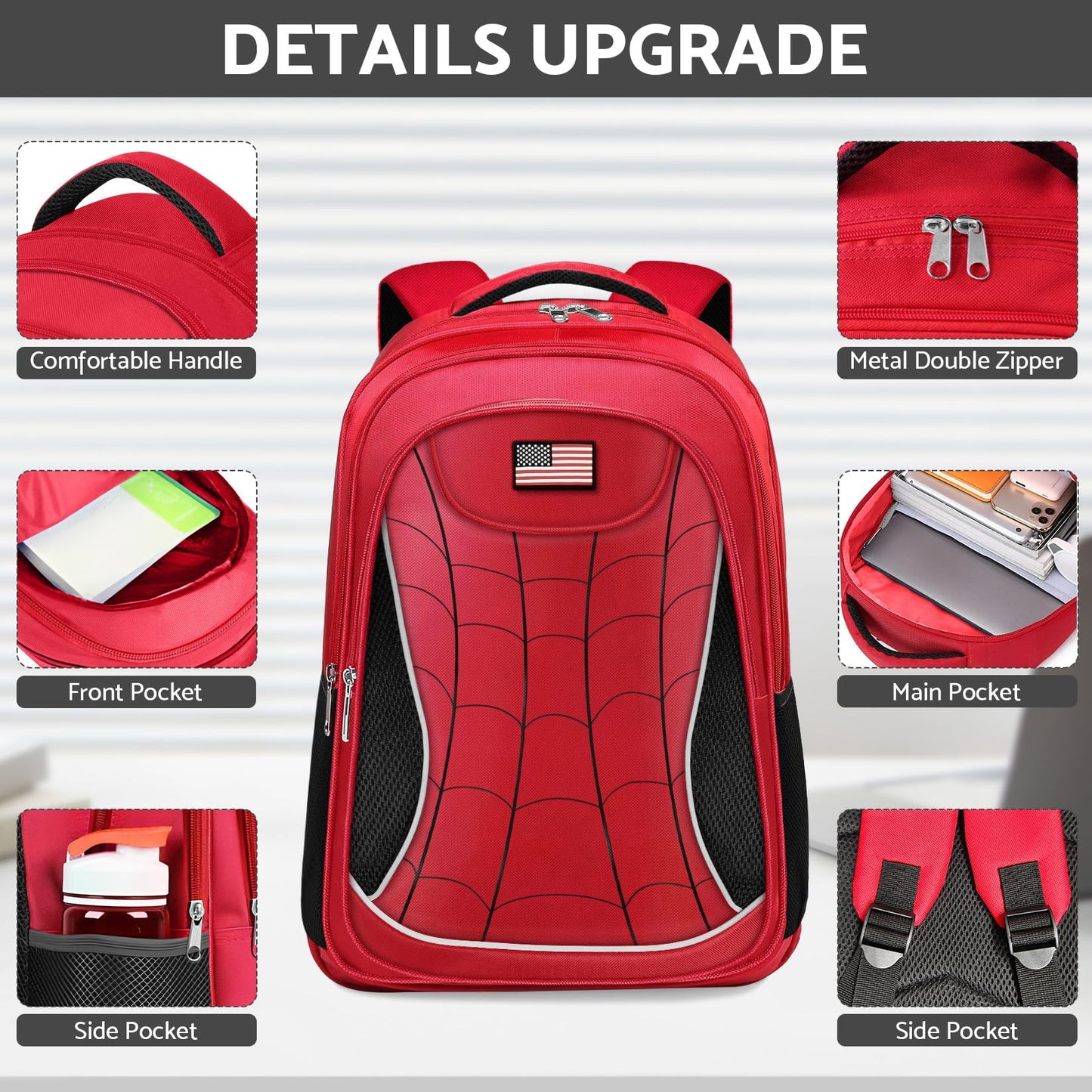 Meiwaote Kids Backpack for Boys,Cool Boys Backpack for Children Elementary Middle School Students,Lightweight School Bookbag for Travel and Daily Use